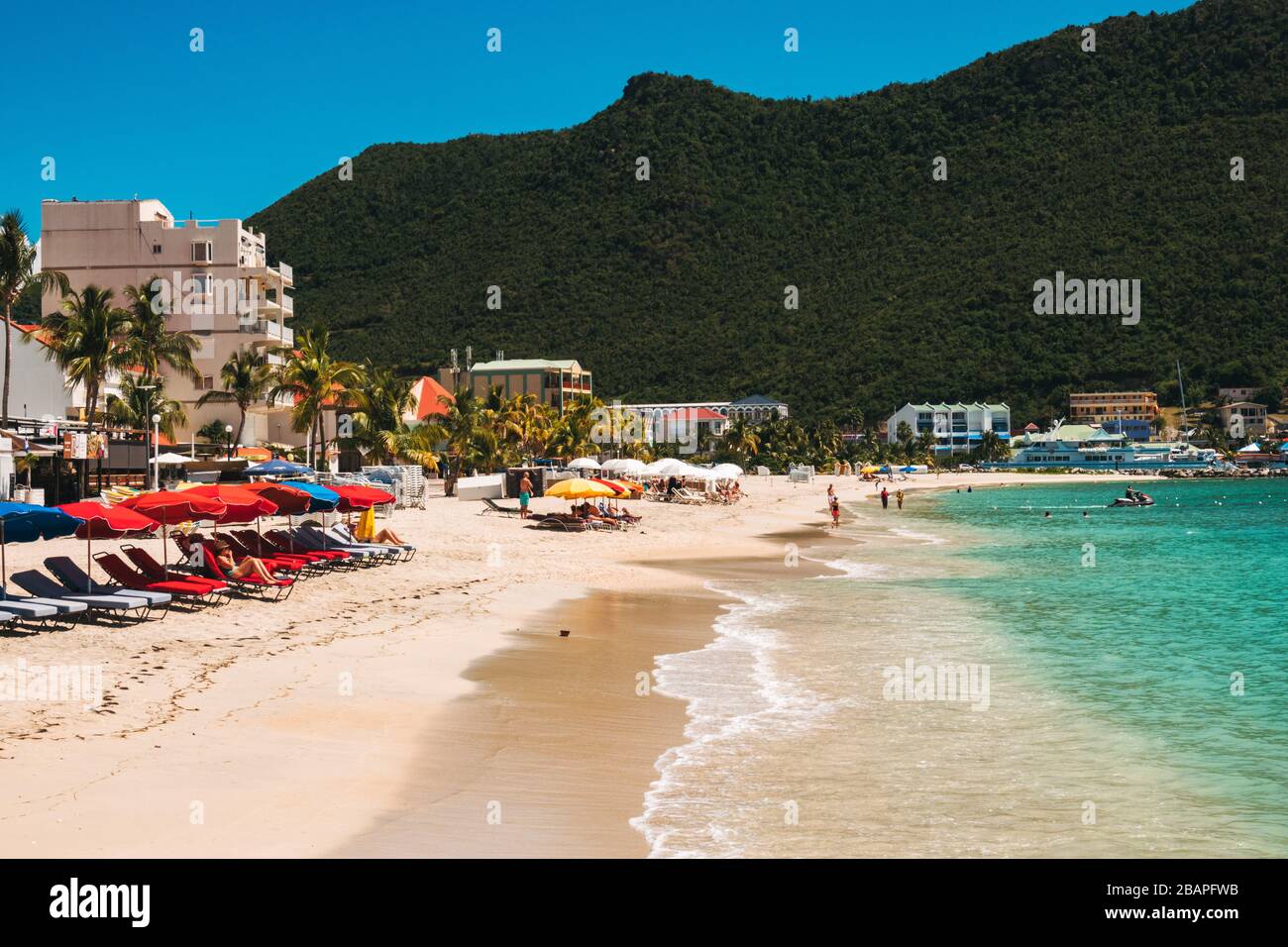 Great Bay Beach in Philipsburg, Sint Maarten Stock Photo