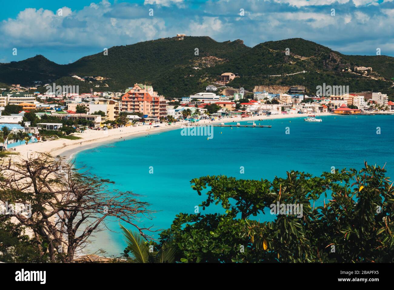 Great Bay Beach in Philipsburg, Sint Maarten Stock Photo