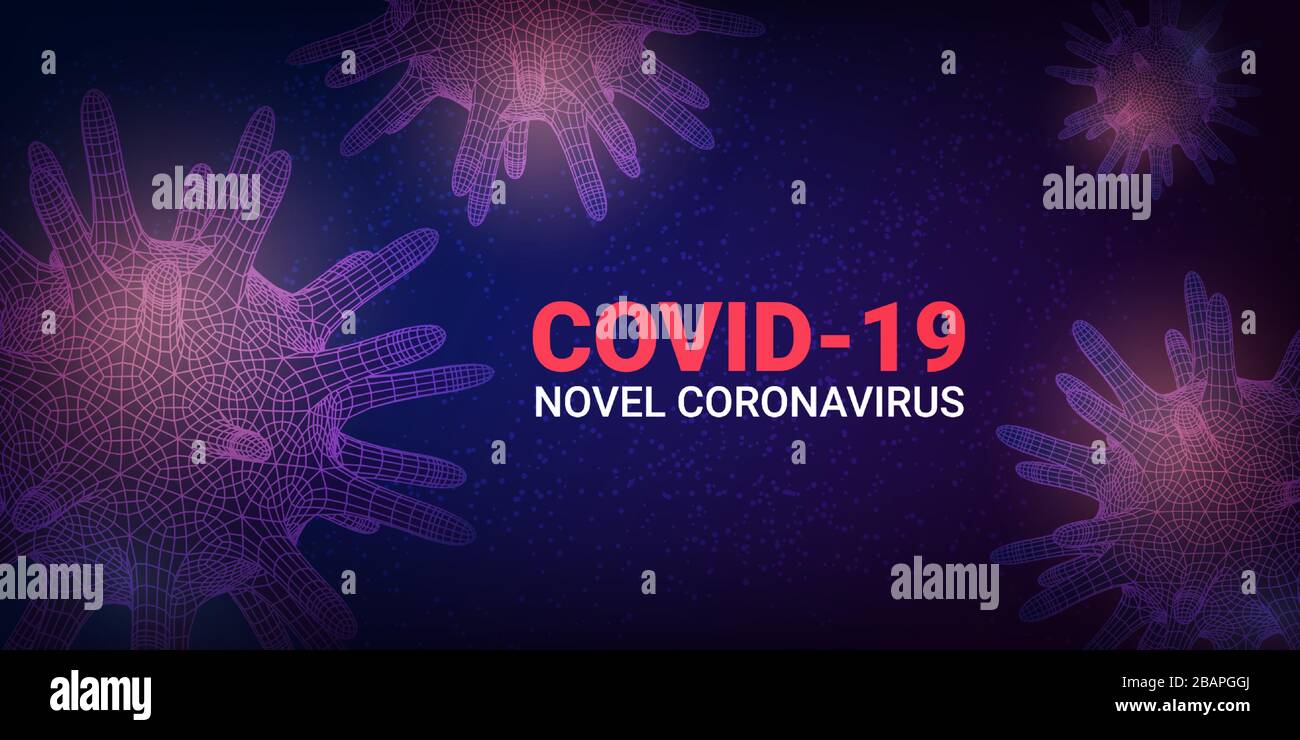 Coronavirus concept background. 2019-nCoV, Virus Covid 19-NCP. Linear outline polygon. Vector illustration Stock Vector