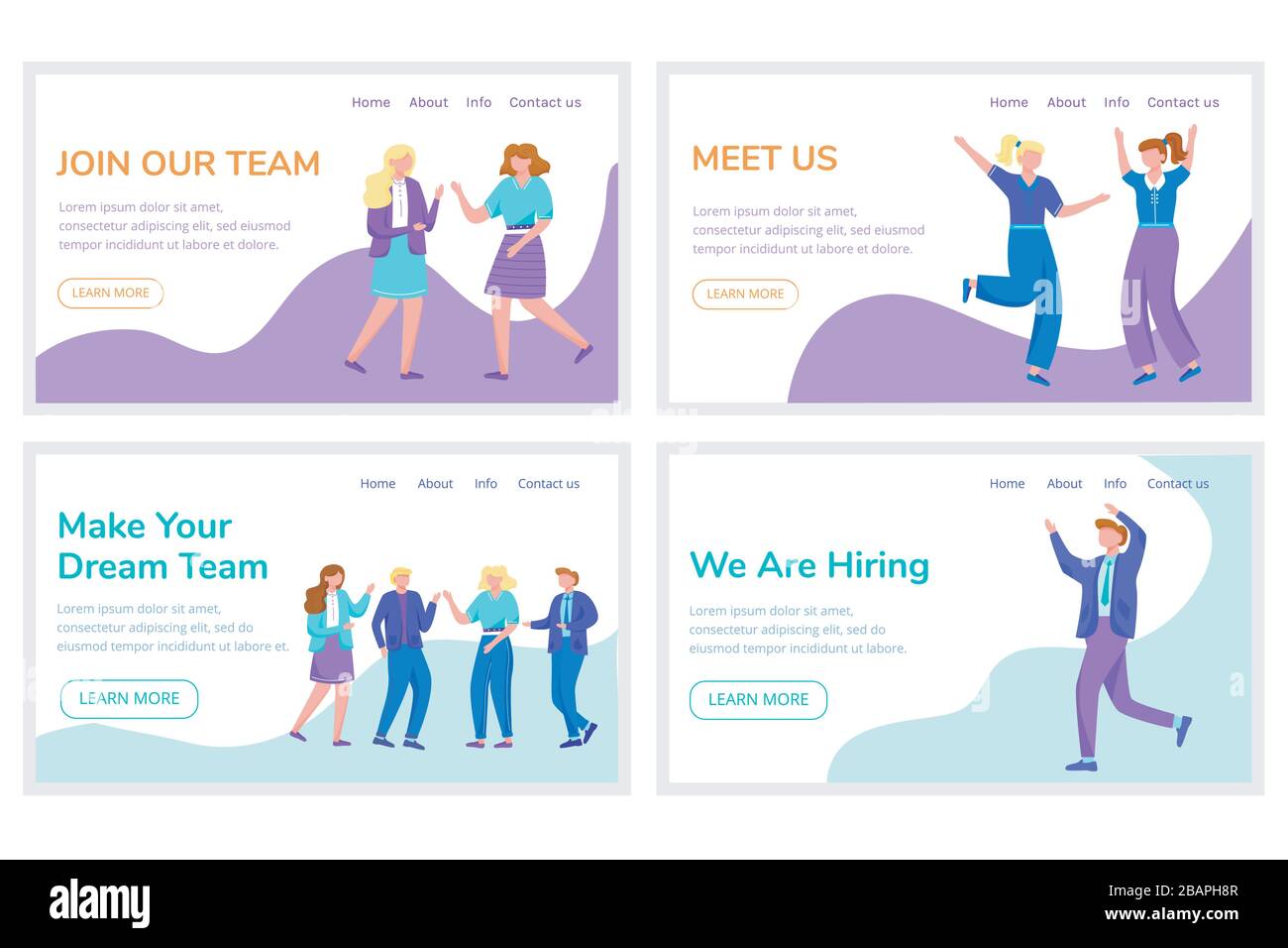 Employee recruitment landing page vector templates set Stock Vector ...