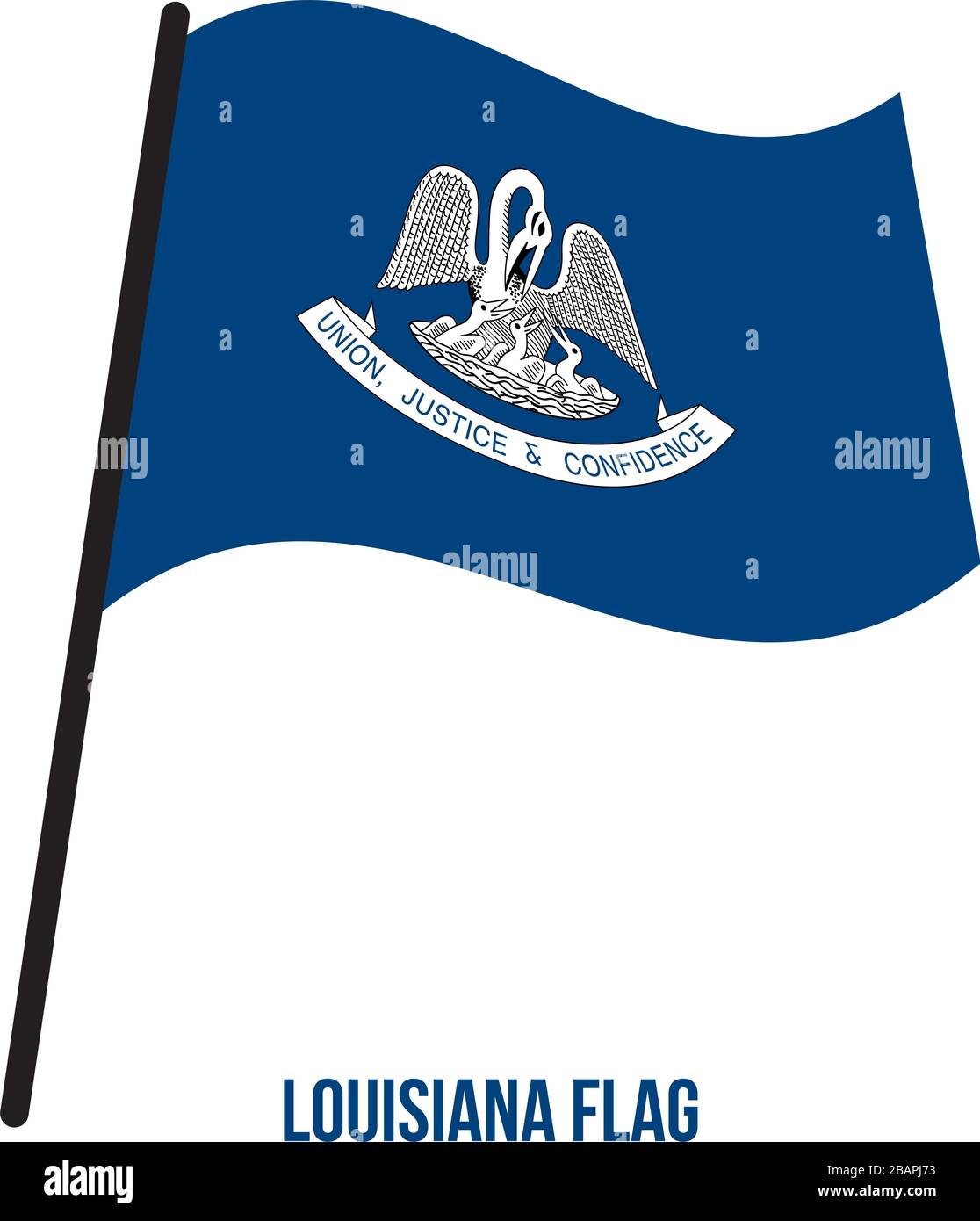 Louisiana (U.S. State) Flag Waving Vector Illustration on White Background. Flag of the United ...
