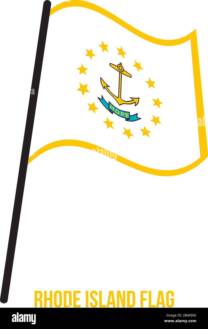 Rhode Island (U.S. State) Flag Waving Vector Illustration on White ...