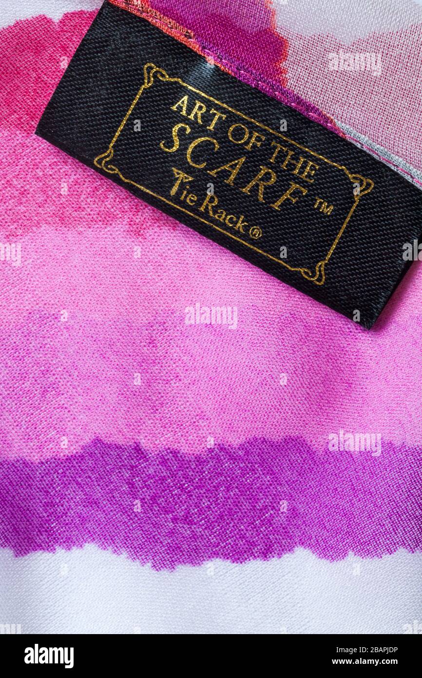 Art of the scarf Tie Rack Label in woman's scarf sold in the UK