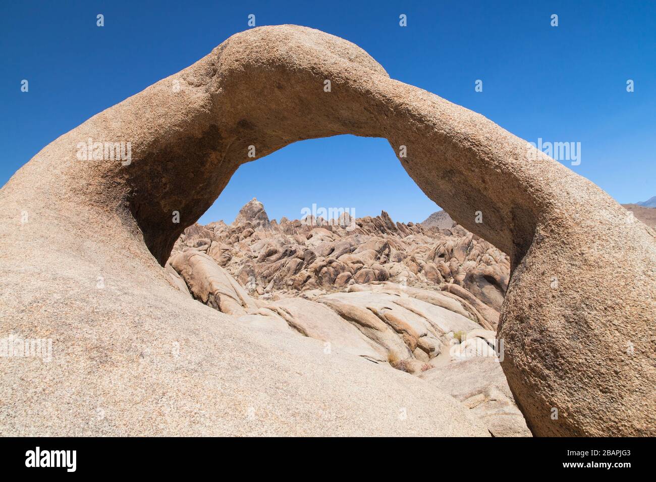 Mobius Arch in Alabama Hills, Lone Pine, California, United States. Stock Photo