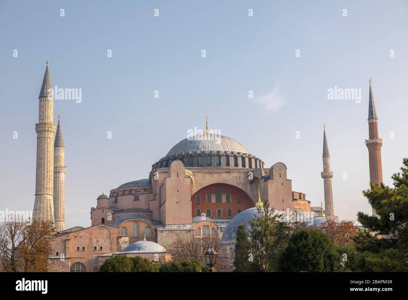 Inside the historical architecture of greatest basilica of Istanbul: Hagia Sophia. Stock Photo