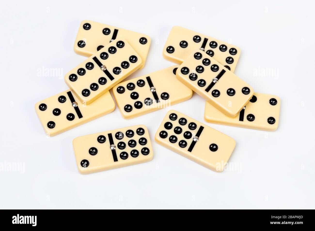 A group of double nine dominoes Stock Photo