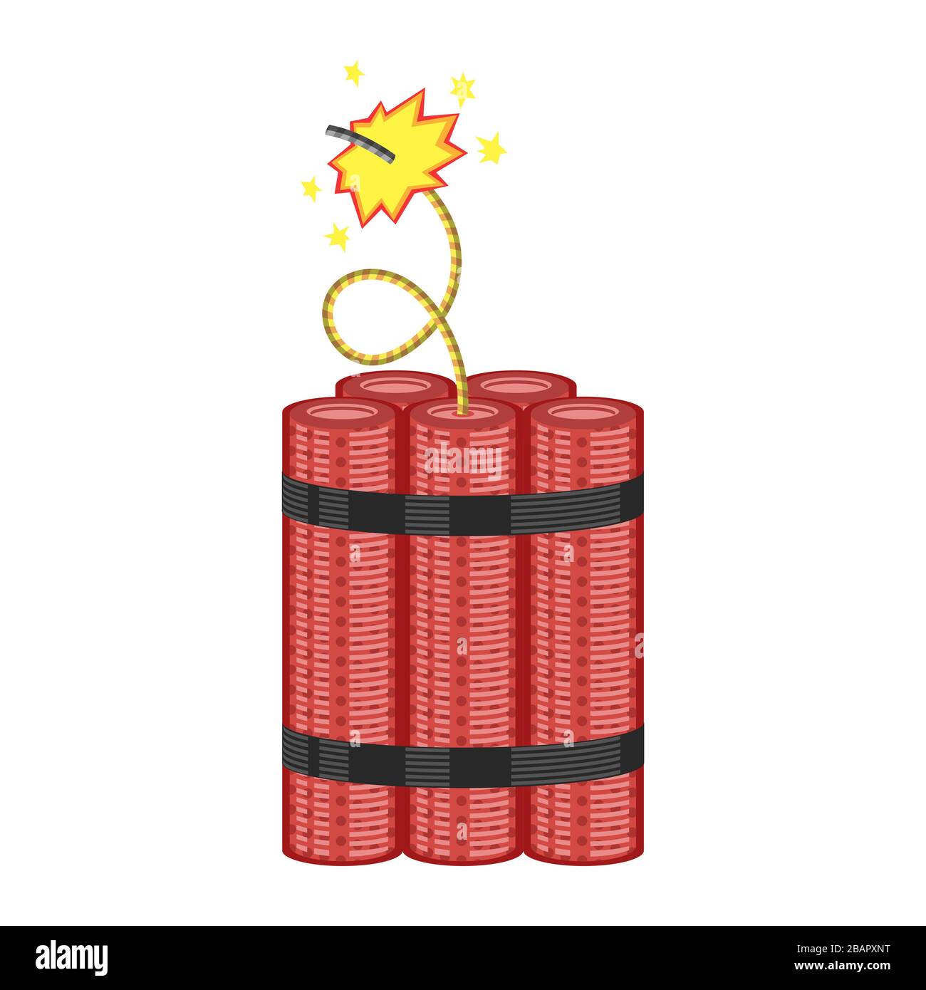 Bomb Icon. Detonate Dynamite Concept. TNT Red Stick. Design Element for Flyer and Poster. Explode Flash, Burn Explosion. Stock Vector