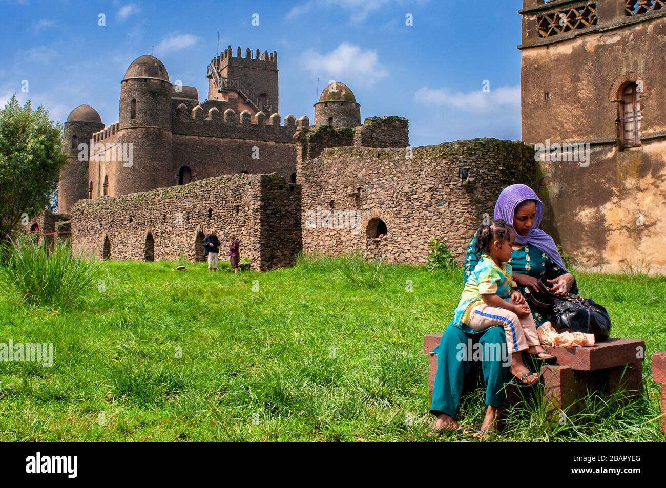 Royal Enclosure and Fasilidas Palace Gondar Ethiopia. Other names: Emperors palace and gondar castle Stock Photo