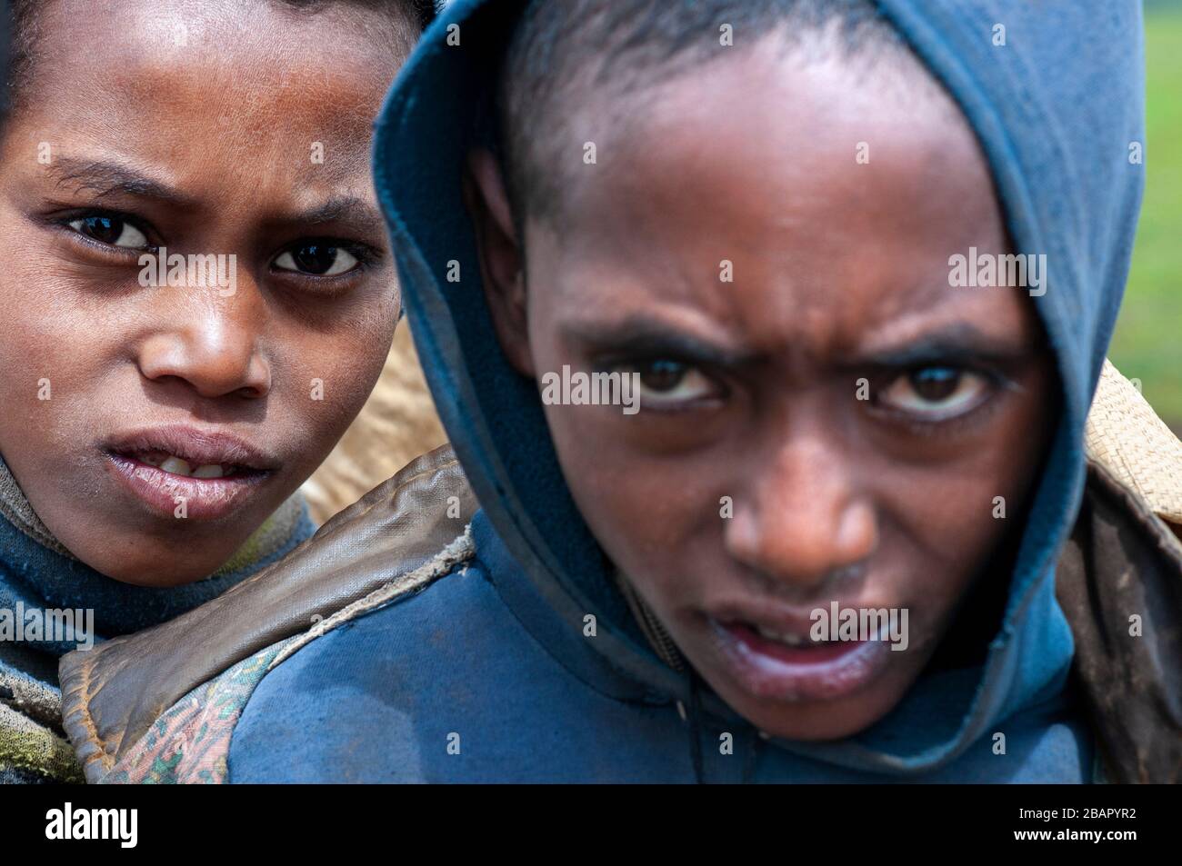 Local villagers in the Simien Mountains National Park, Amhara Region, Ethiopia Stock Photo