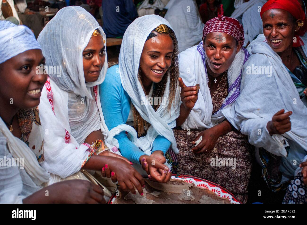Baptism, celebration of a birth. Hawzen town, Eastern Tigray, Ethiopia. Celebration birth in the village of Hawzen, in the absence of the Gheralta mou Stock Photo