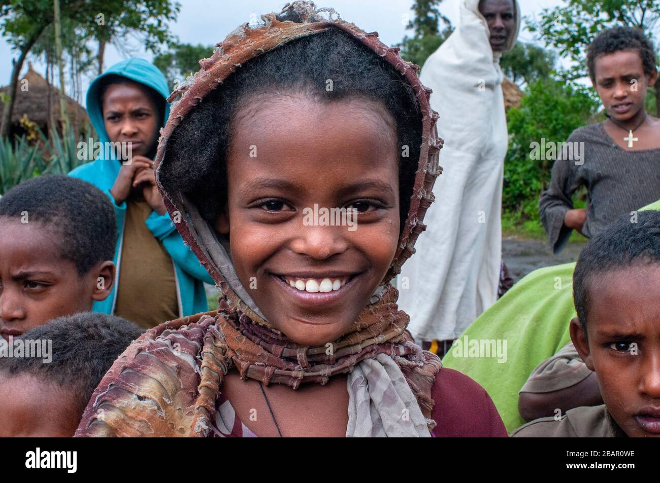 A cultural performance of traditional Ethiopian song and dance in Lalibela during the Meskel festival, Ethiopia Stock Photo