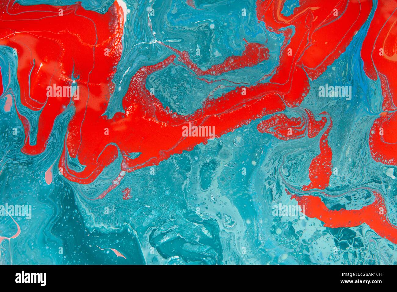 Volcano and ocean connection art. Red, blue pattern Stock Photo - Alamy