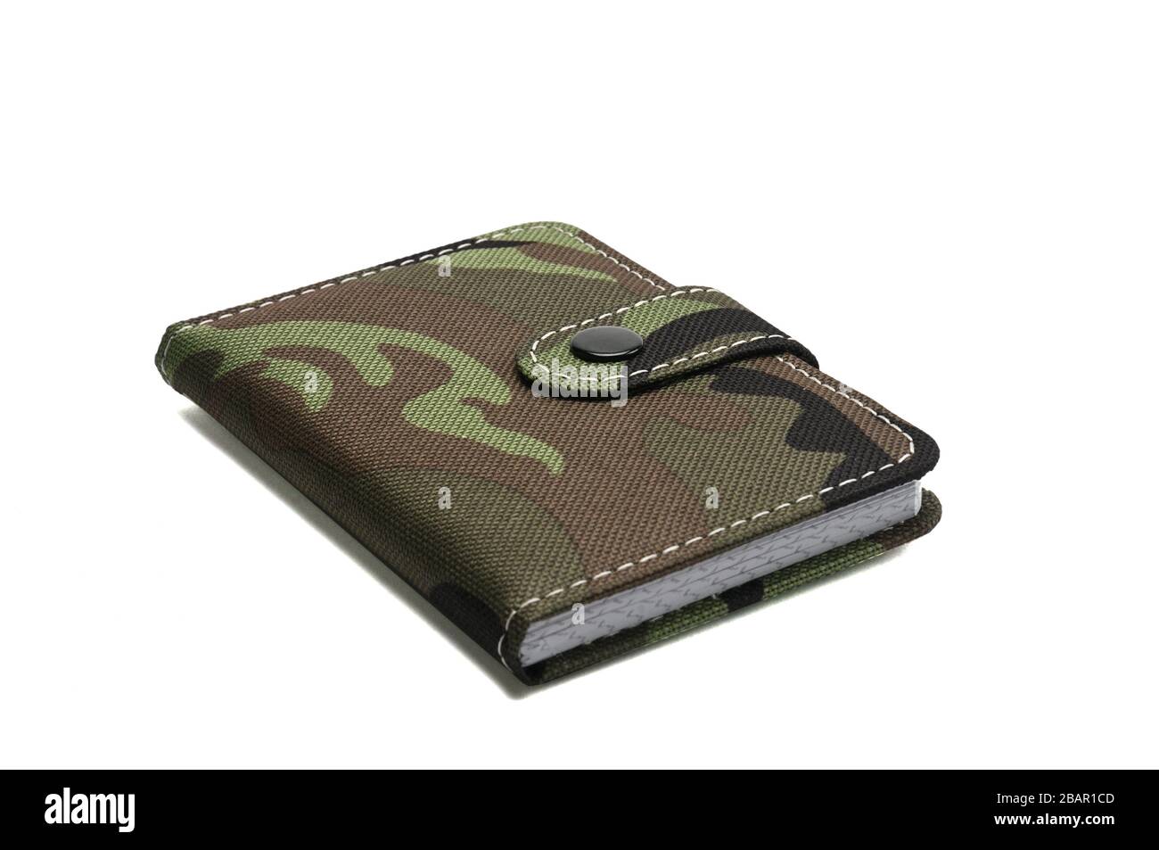 Notepad in military design for everyday notes and notes on a white isolated background Stock Photo