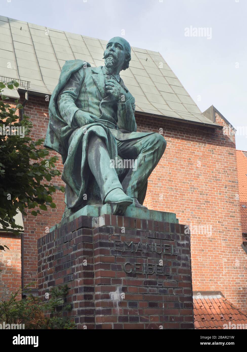 Statue comemorating the German poet Emanuel Geibel in Lübeck Germany Stock Photo