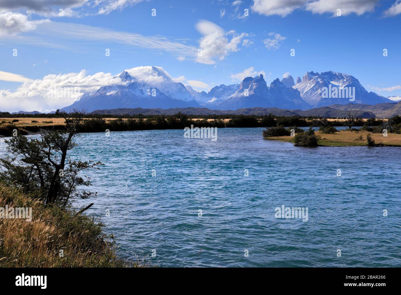 View Of The Cerro Paine Grande And Cordillera De Paine Over The Serrano 