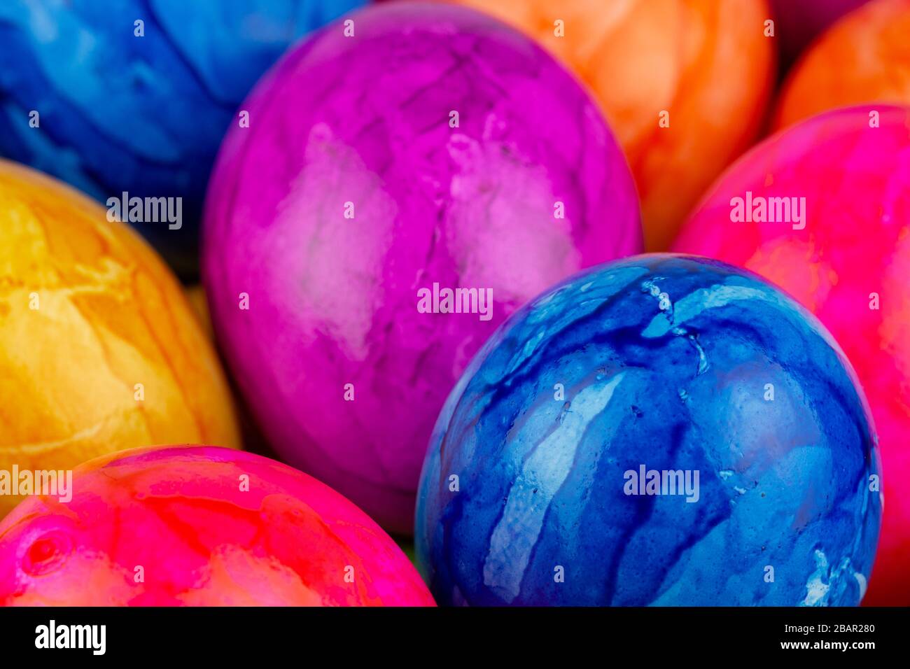 colorful easter eggs closeup selective focus Stock Photo