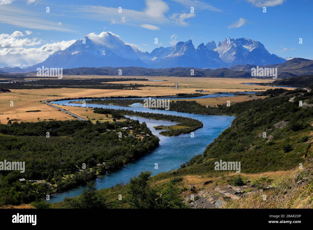 View Of The Cerro Paine Grande And Cordillera De Paine Over The Serrano 