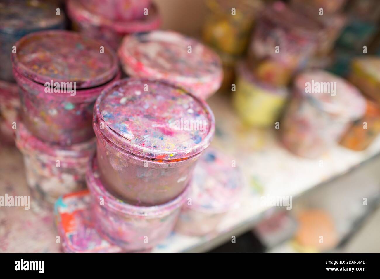 Silk screen printing. Serigraphy. Color paints and fabric. Plastisol