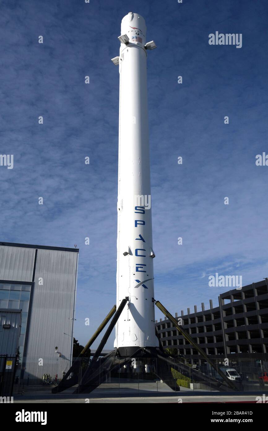 General overall view of SpaceX headquarters in Hawthorne, Calif. amid the global coronavirus COVID-19 pandemic, Saturday, March 28, 2020, in Inglewood, California, USA. (Photo by IOS/Espa-Images) Stock Photo