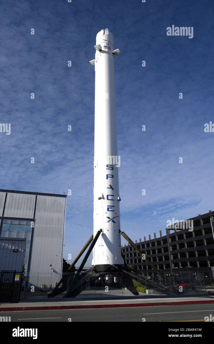 General overall view of SpaceX headquarters in Hawthorne, Calif. amid the global coronavirus COVID-19 pandemic, Saturday, March 28, 2020, in Inglewood, California, USA. (Photo by IOS/Espa-Images) Stock Photo