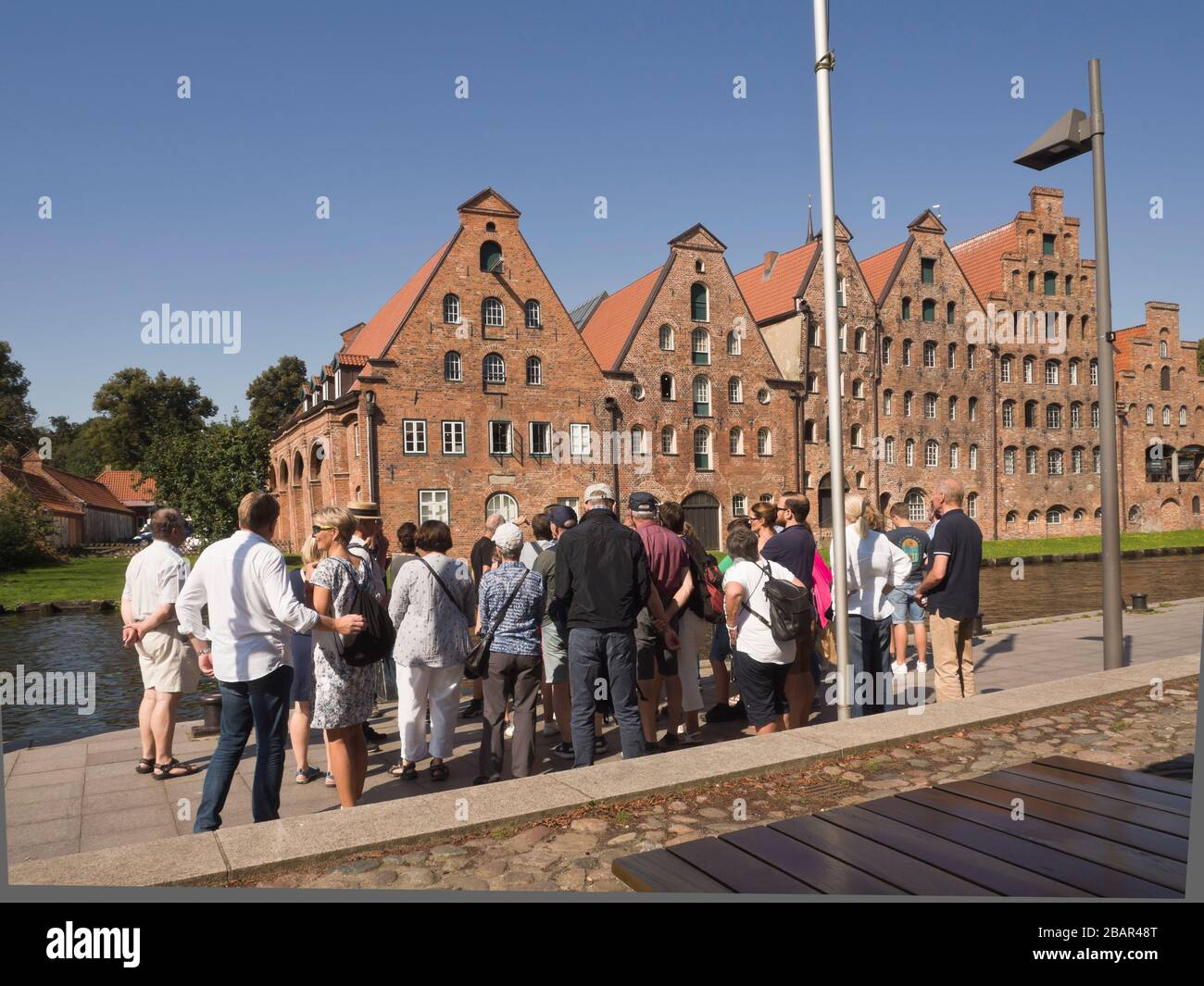 Salzspeicher, the salt storehouses of Lübeck Germany by the Trave river, important for trade in the Hanseatic times Stock Photo