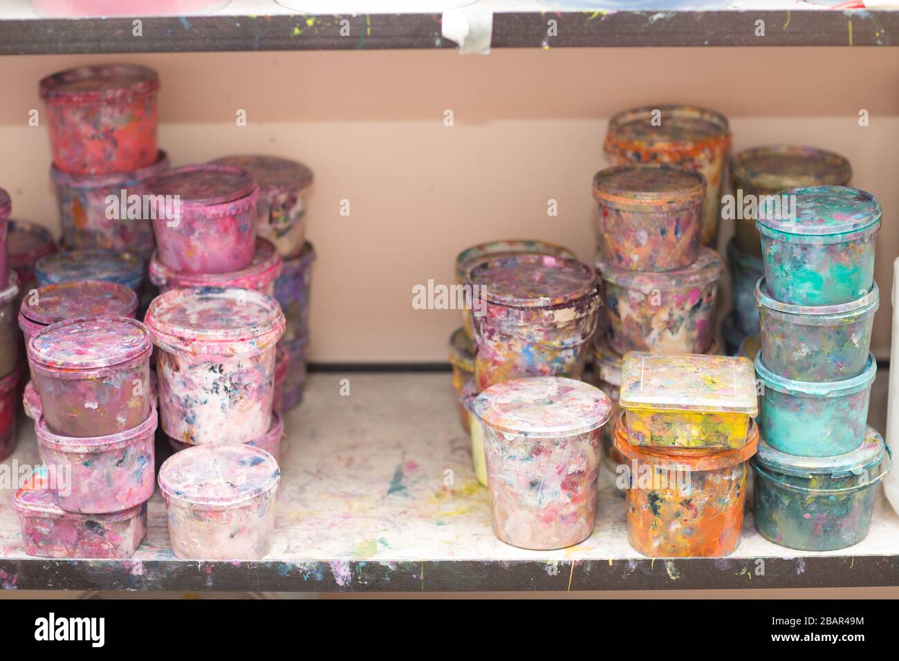 Silk screen printing. Serigraphy. Color paints and fabric. Plastisol