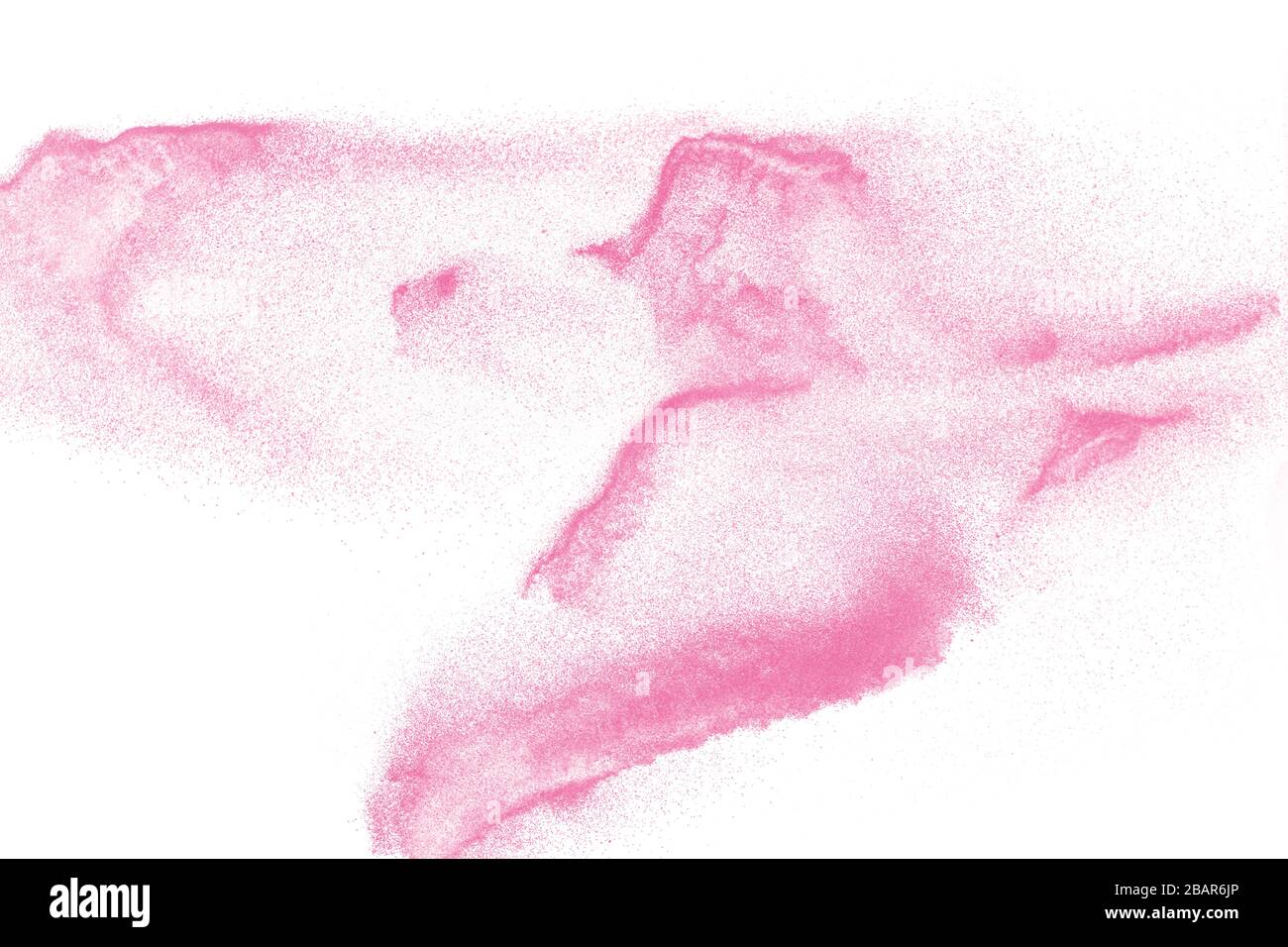 Pink colored sand splash against white background Stock Photo Alamy