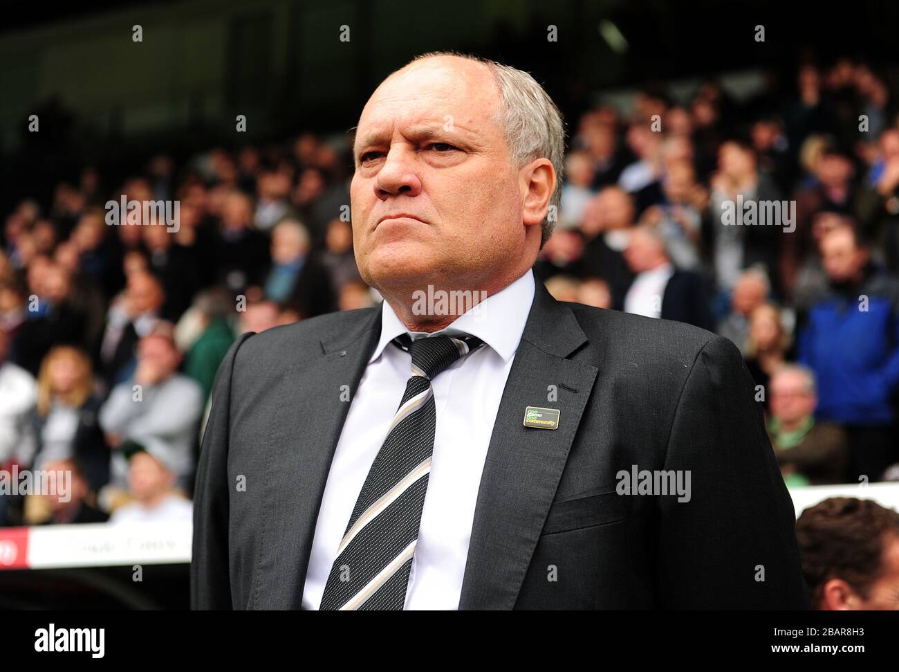 Fulham manager Martin Jol on the touchline prior to kick-off Stock Photo