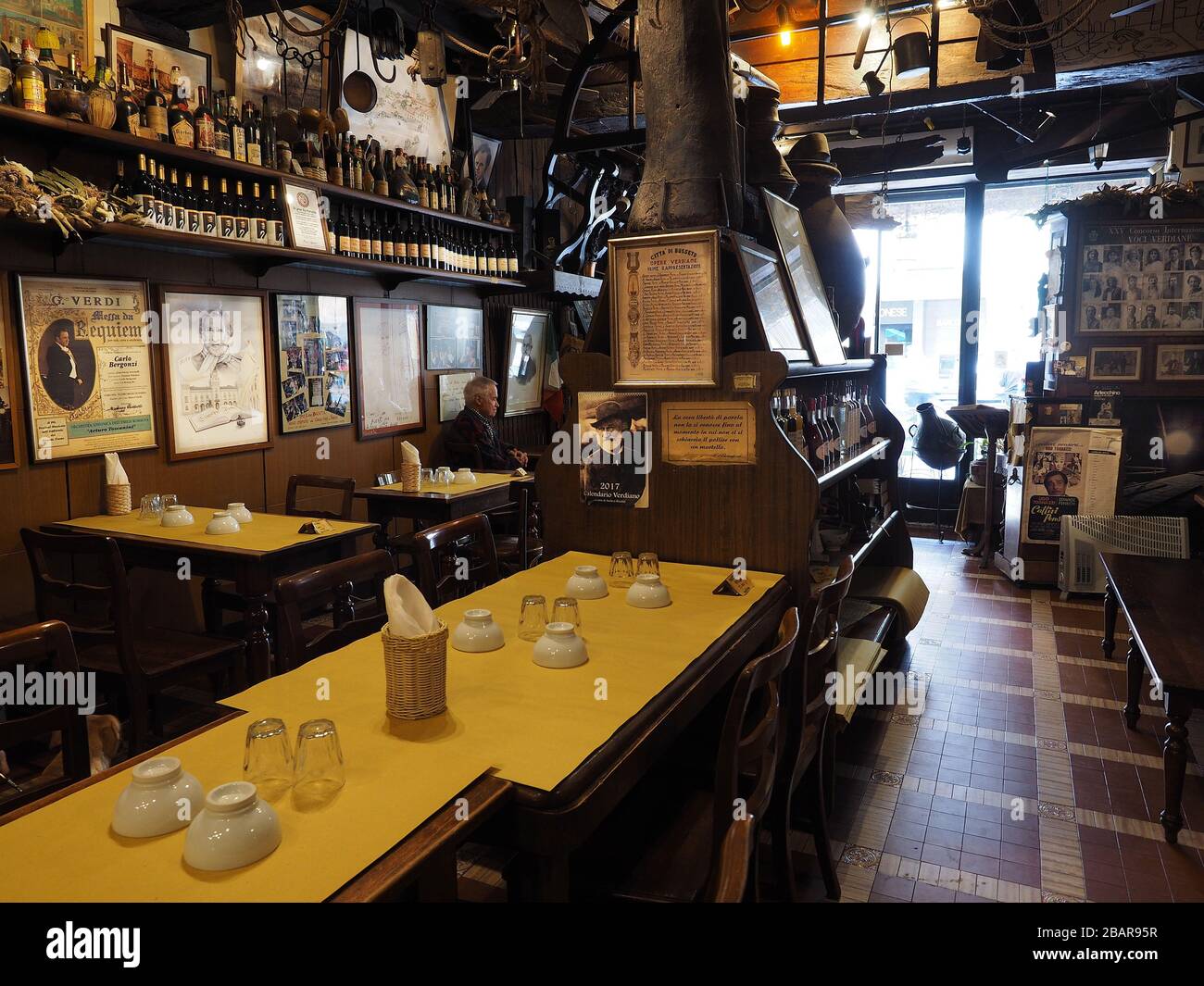 Antica Salsamenteria Baratta restaurant, Via Roma, historical center, Busseto, Emilia Romagna, Italy, Europe Stock Photo