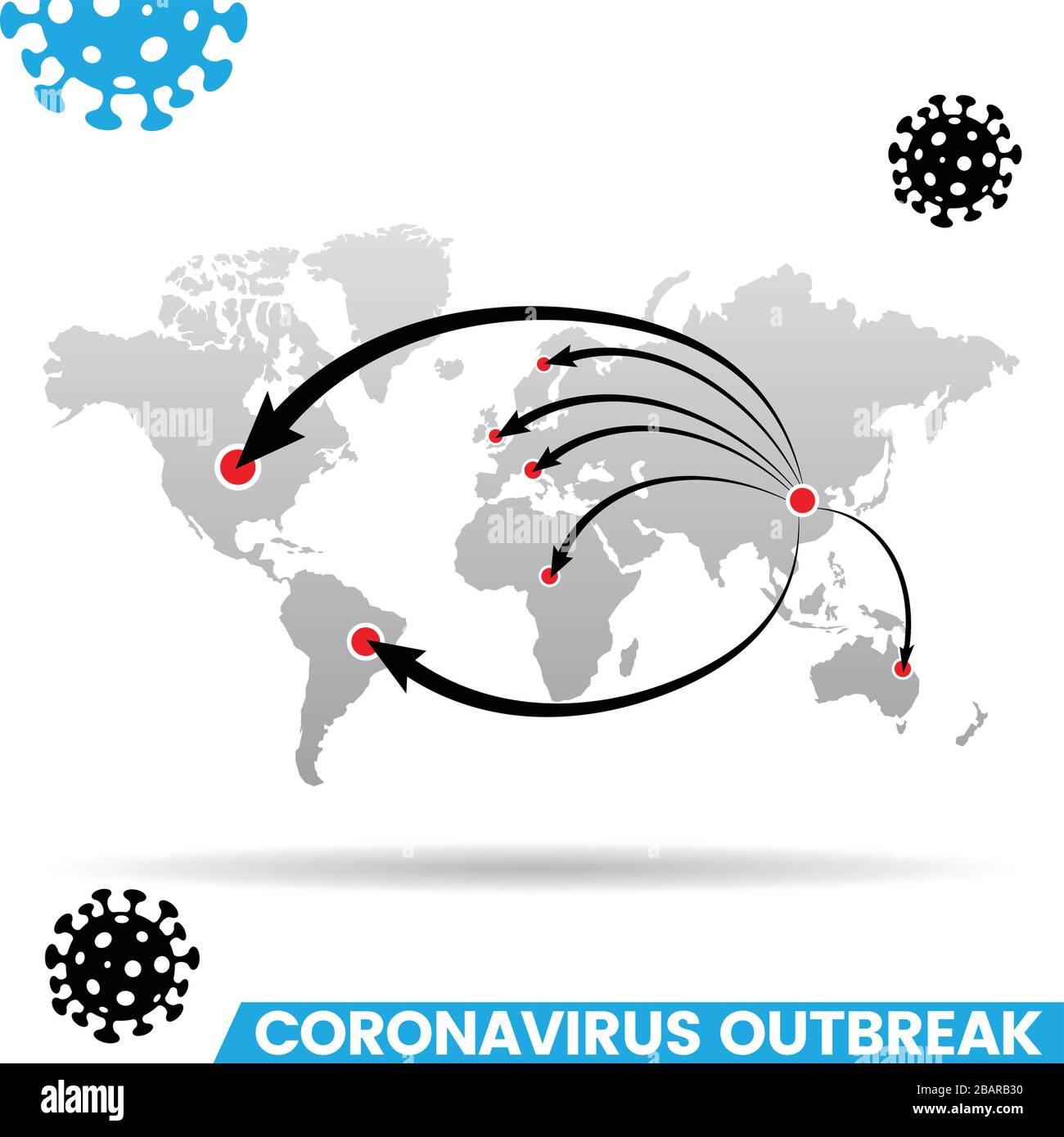 Illustration of Coronavirus Outbreak Grey World Map Stock Vector Image ...