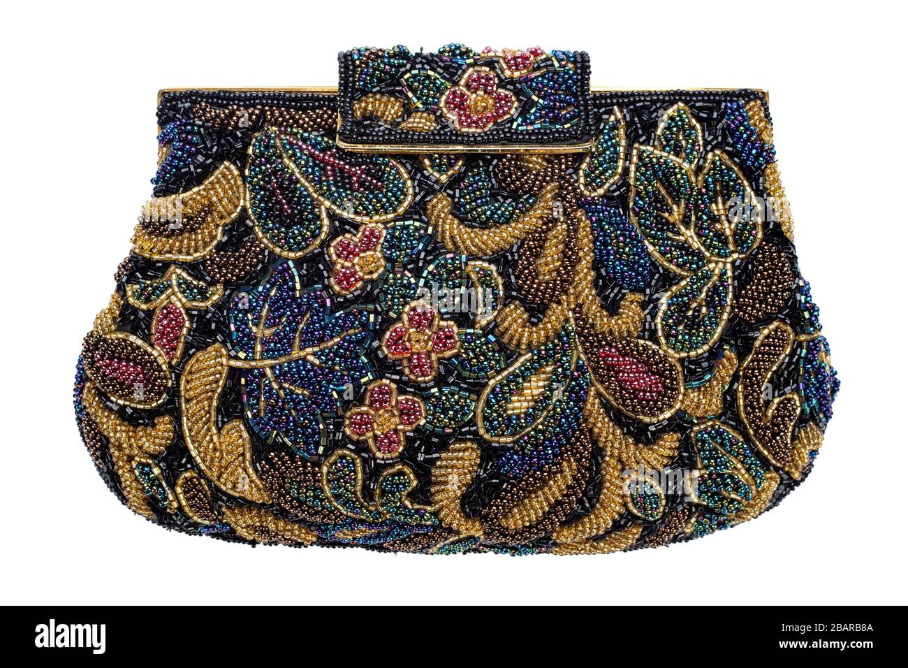 Vintage beaded bag with a beautiful old multicolored pattern