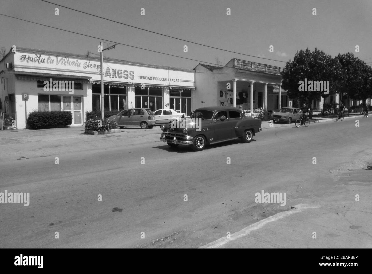 building buildings American car famous style type dusty road old picture in Havana Cuba famous garage repairs repaired local people famous hot dusty Stock Photo