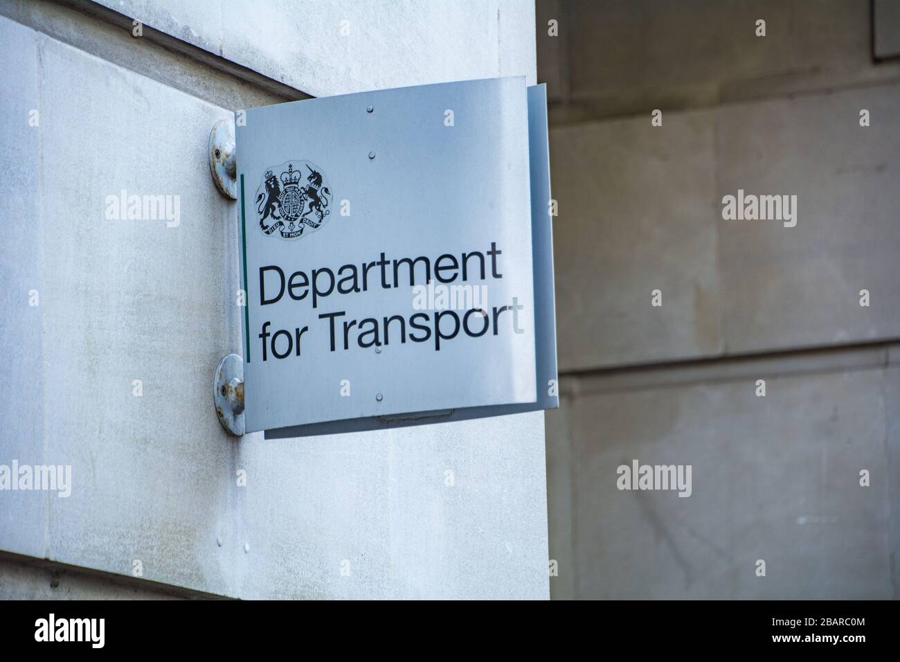 LONDON- Department for Transport logo and entrance sign- a UK government department office located on Horseferry Road in Westminster Stock Photo