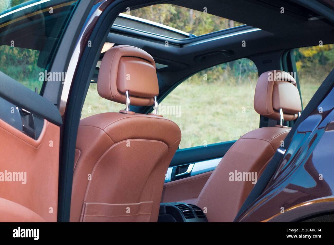 Car interior, part of front seats, close Stock Photo - Alamy