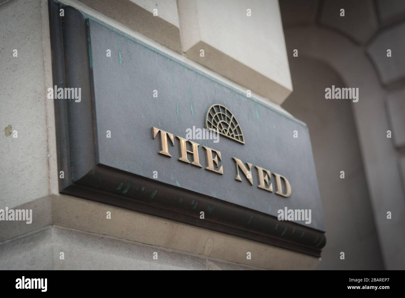 The Ned, external signage of the 5 star hotel and private members club