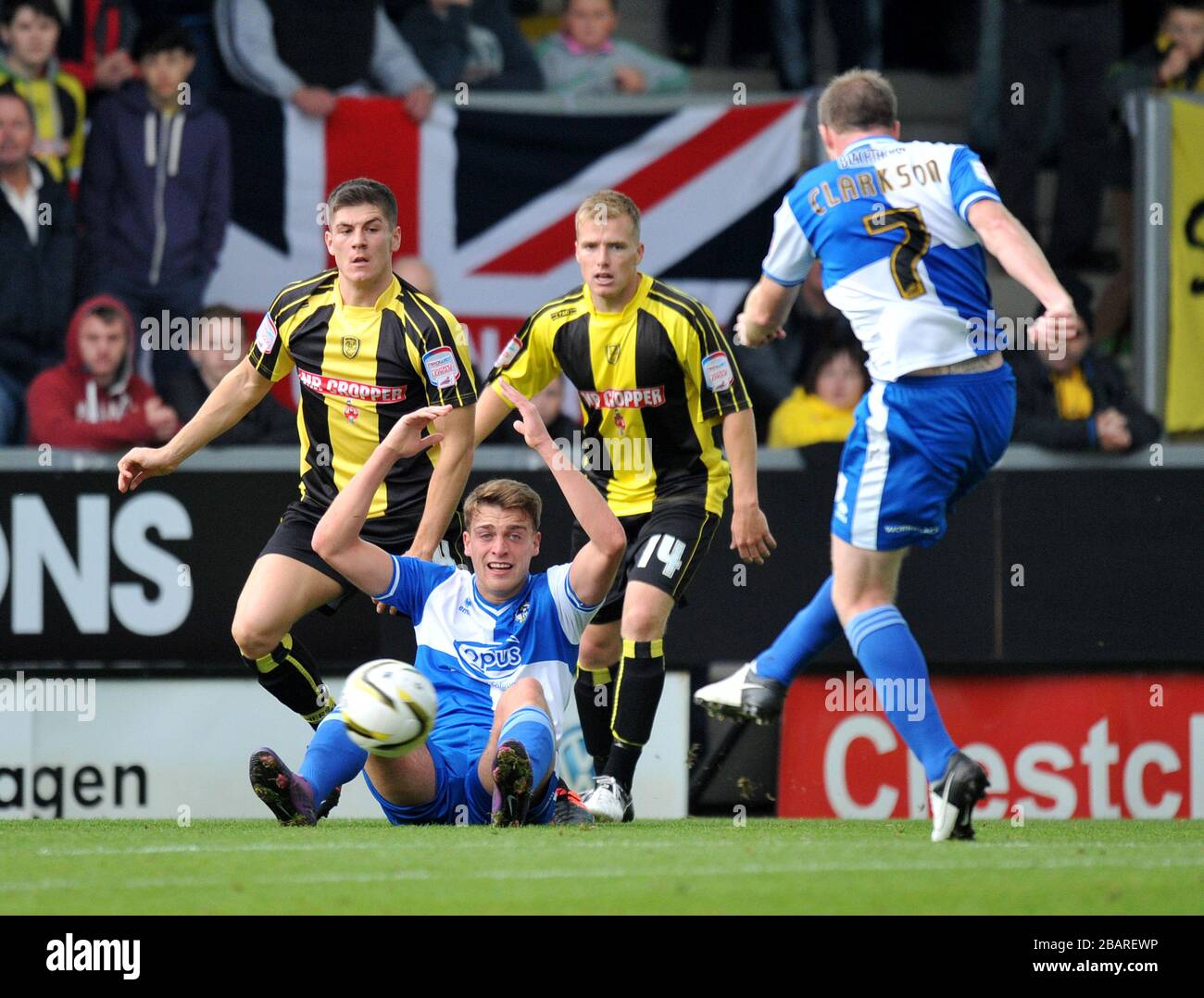 Bristol Rovers' David Clarkson scores their opening goal Stock Photo