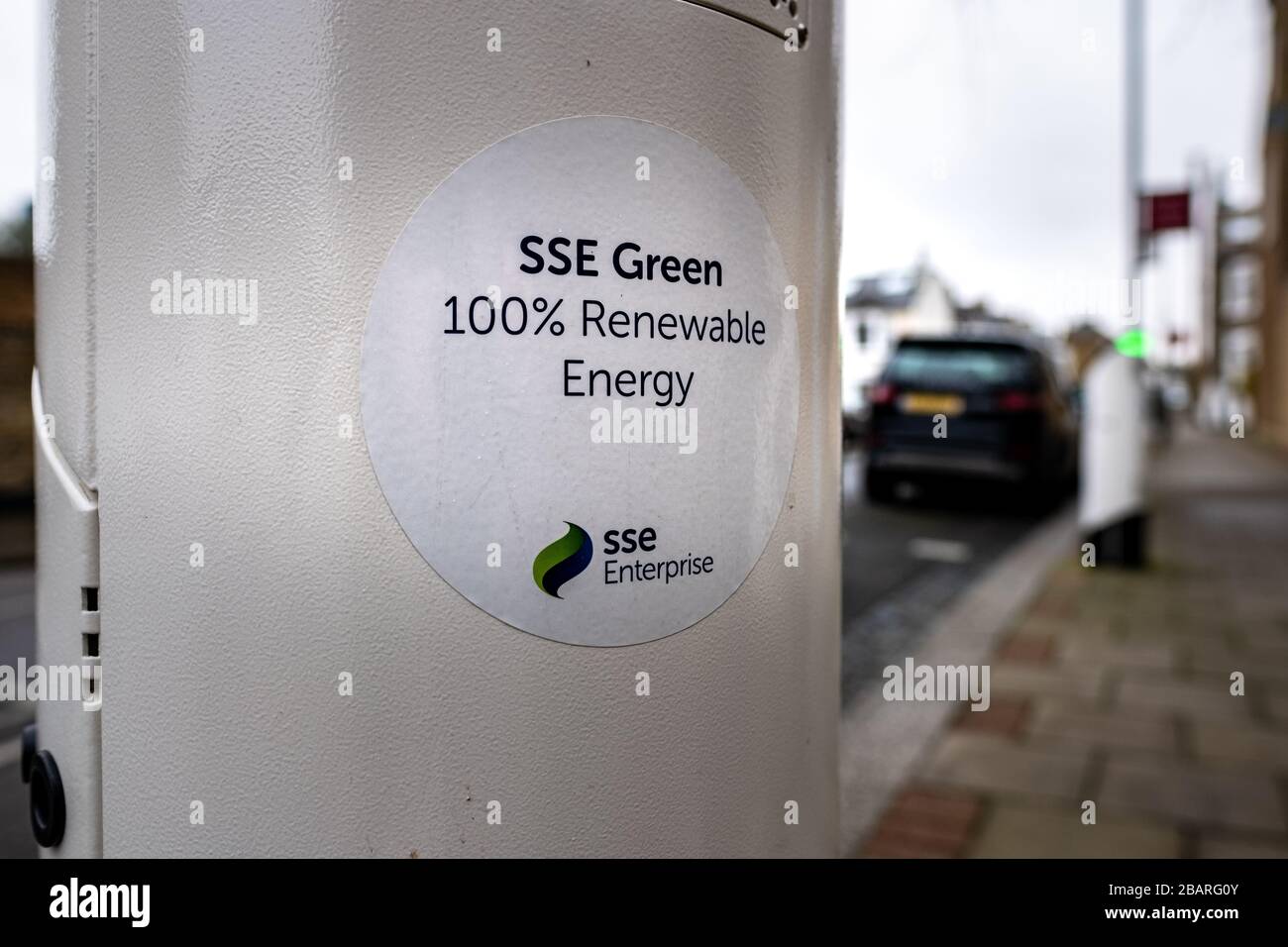 SSE Green street car charging station- London Stock Photo