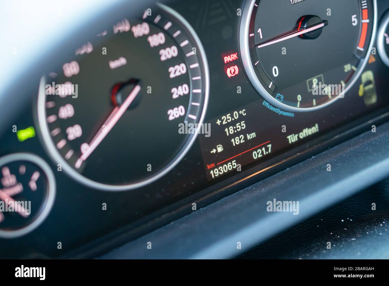 BMW steering wheel close up detailed photo of instrument cluster