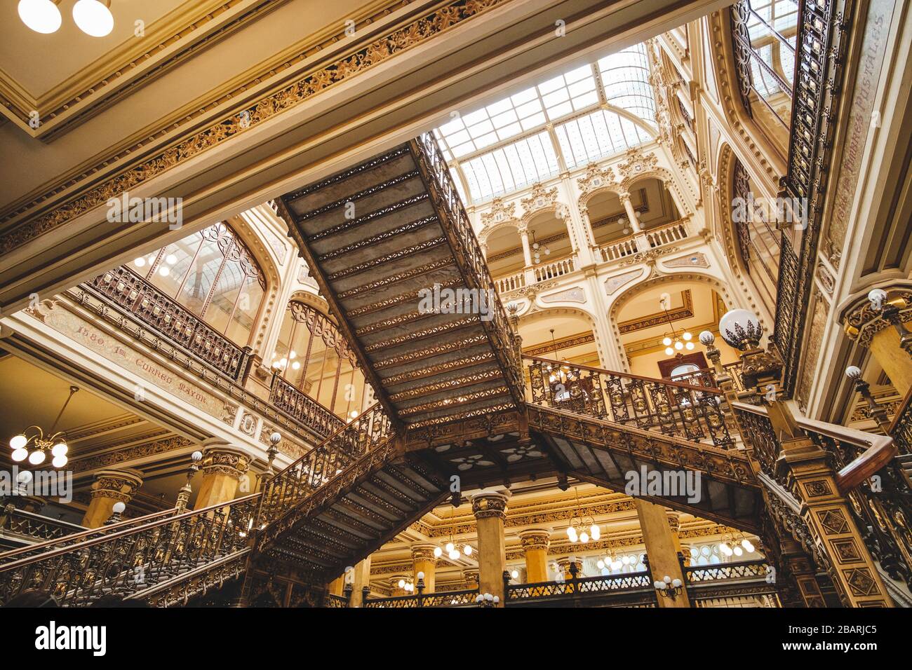 Low angle shot of a fancy design on the inside of a building Stock ...