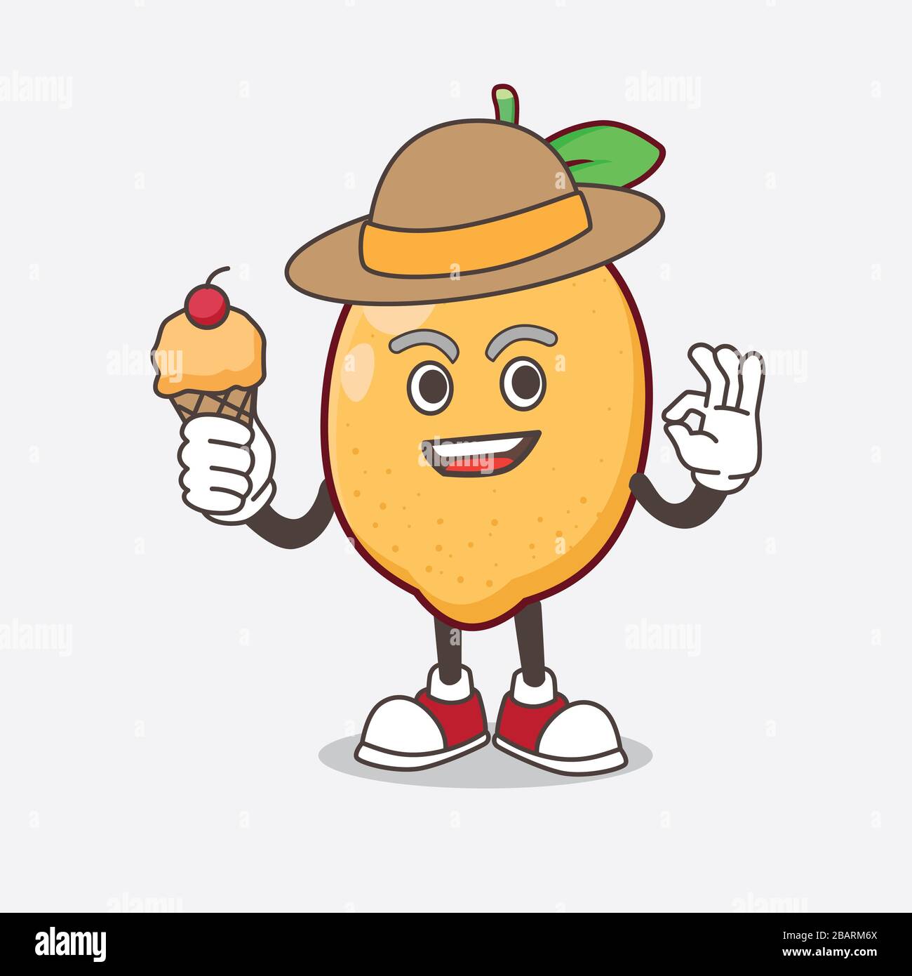 An illustration of Lemon Fruit cartoon mascot character holding ice ...