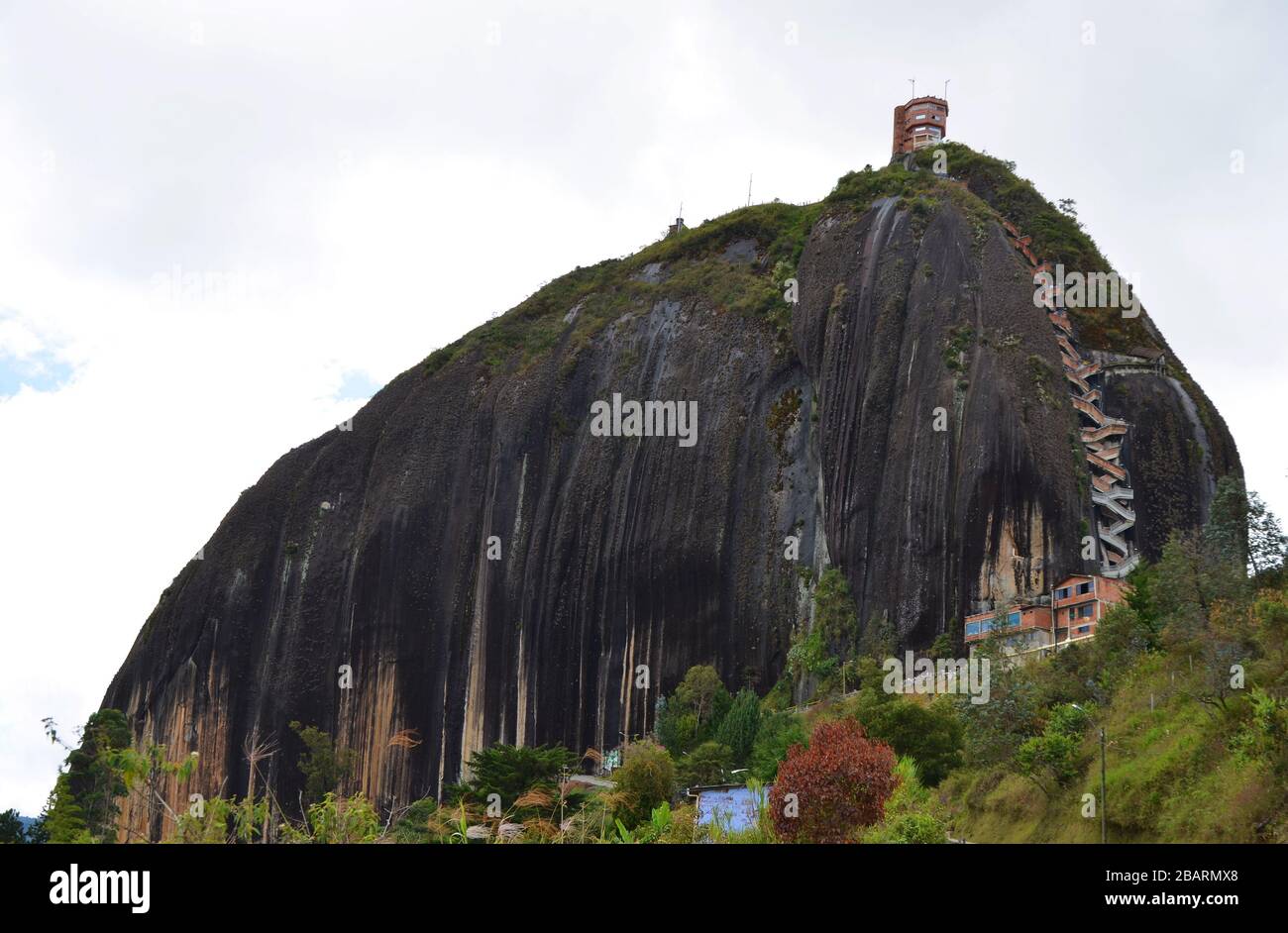 Colombia Granitic Rocks Black granite monolith Piedra del Penol in Guatape, Colombia Stock ...