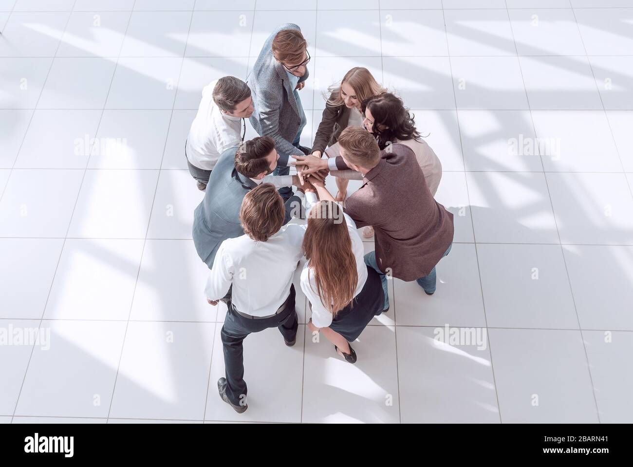 top view. corporate business team showing their unity Stock Photo - Alamy
