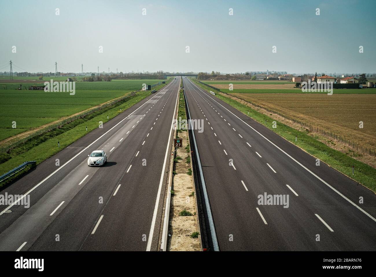 03/28/2020 - 3 pm. North Italy, Bologna province: A14 highway at time of the pandemic prevention Stock Photo