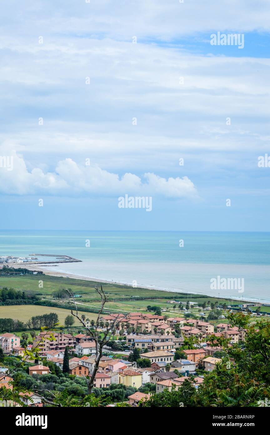 Adriatic sea and Porto San Giorgio seen from Torre di Palme village, Fermo,  Marche, Italy Stock Photo - Alamy