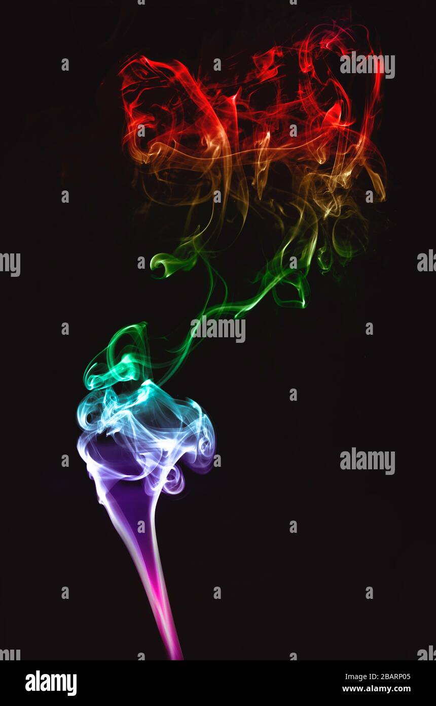 Abstract color smoke on black background Stock Photo - Alamy