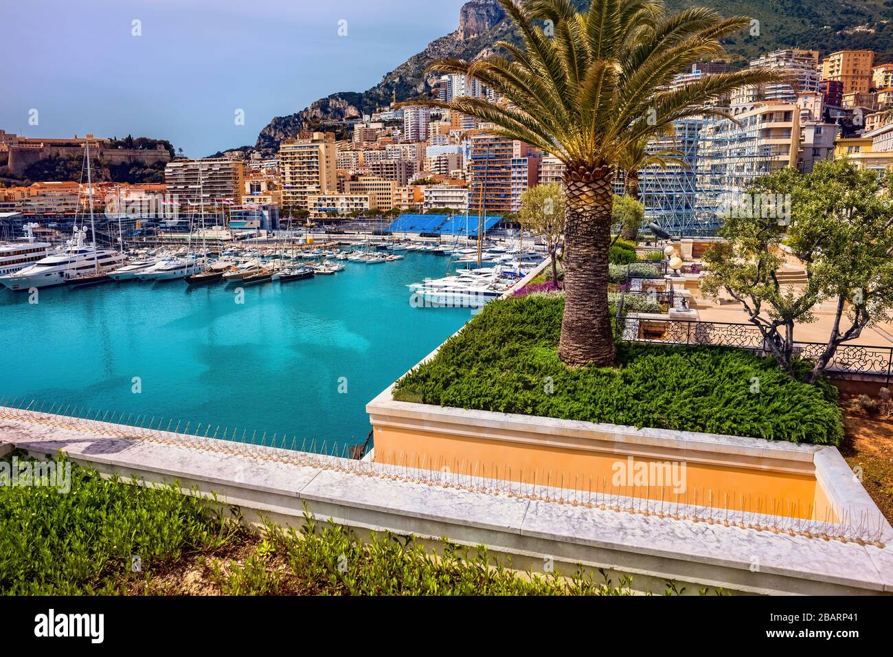 Principality of Monaco, view over the city and Port Hercule, southern Europe Stock Photo