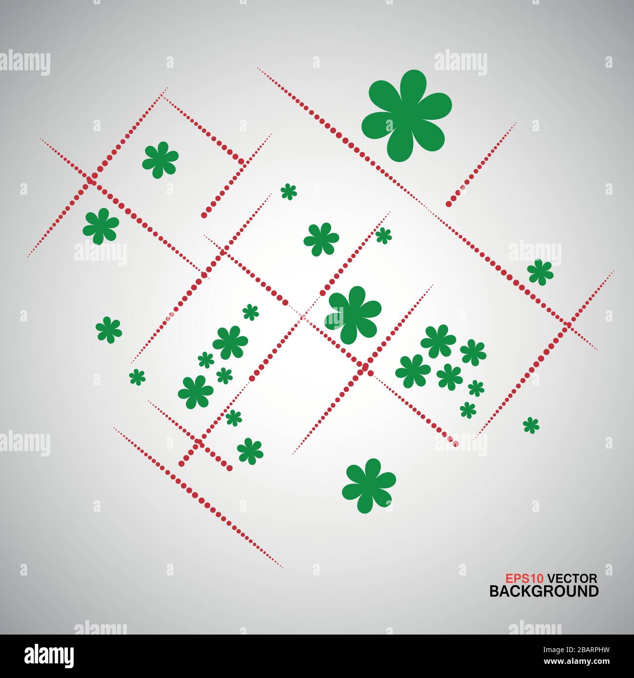 vector green flowers and black lines on a white background Stock Vector