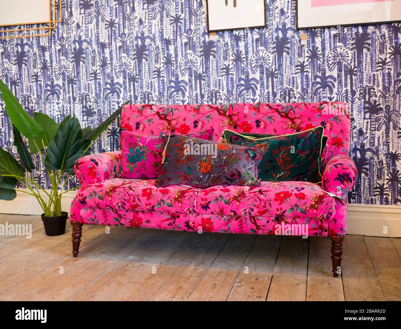 Bright and colourful sofa, UK Stock Photo