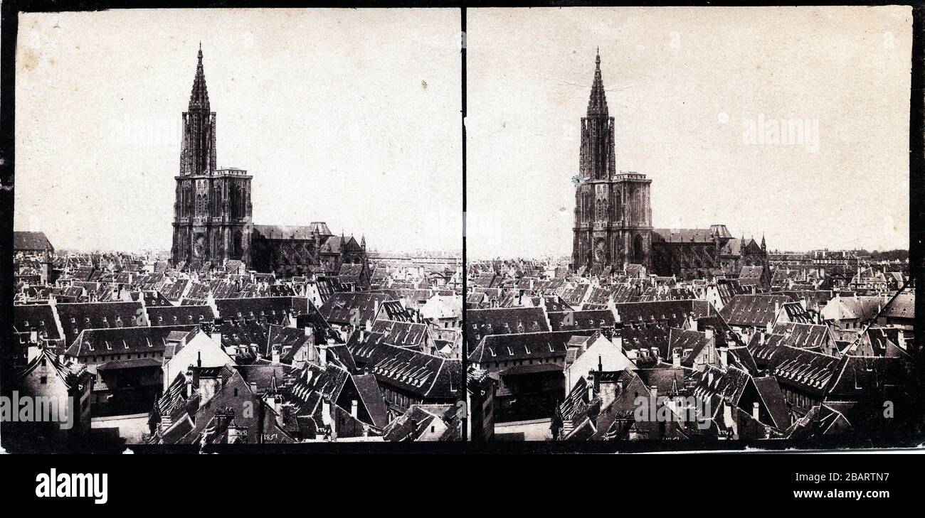 Strasbourg Cathedral, ca 1850 Stock Photo