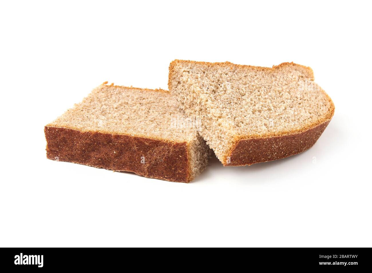 Two pieces of rye bread isolated on white background Stock Photo - Alamy